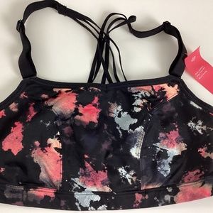 Cacique Low Impact No Wire Sport Bra Wicking Fabric Size 10/12 String Back NWOT